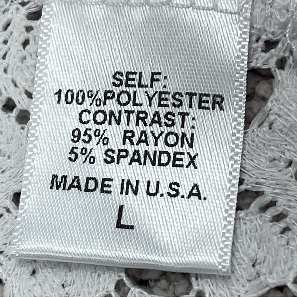 BOBEAU White Crochet Open Front Tunic Cardigan Swimsuit Cover-up Women's Size L - Picture 11 of 12